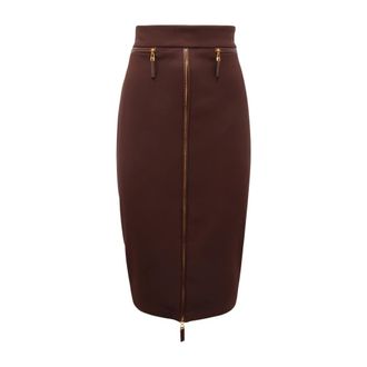 Elisabetta Franchi Pencil Skirts, female, Brown, Size: L Longuette Skirt