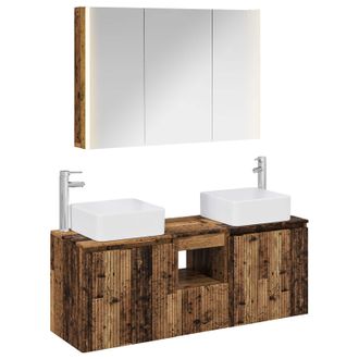 vidaXL Juego De Muebles De Ba&ntilde;o 4 Uds. Madera Envejecida Vidaxl