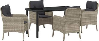 vidaXL Conjunto De Comedor De Jard&iacute;n 5 Pcs Gris Claro Polirat&aacute;n Vidaxl