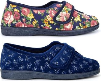 Generic Womens Wide Slippers Womens Rubber Sole Slippers Size 3 Ladies Rubber Sole Slipper Size 4 Wide Slipper EE Fitting EE Width Touch Fastening Sizes 3-9 N