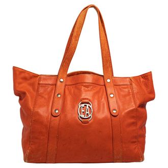 Emporio Armani Orange Leather Totes Bag