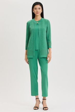 Ming Wang Heritage Burnout Medallion Knit Jacket in Kelly Green at Nordstrom, Size X-Small