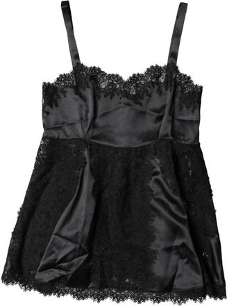 Dolce & Gabbana Zijden Lingerie Top met Kant - Dames - Tops zonder mouwen - Zwart - S - Katoen - Tops