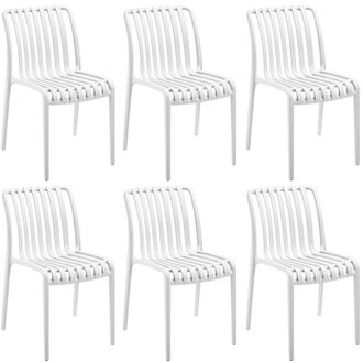 TecTake Garden chairs Alcudia - durable, stackable & weather-resistant in Cream | Size: 6 Person