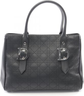 Dior Black Leather Handbag Tote Bag (Pre-Owned)