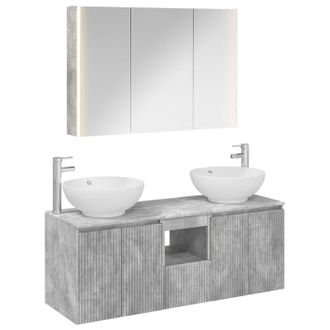 vidaXL Juego De Muebles De Ba&ntilde;o 4 Uds. Gris Hormig&oacute;n Vidaxl