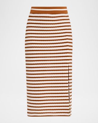 Ramy Brook Venus Textured Stripe Midi Skirt