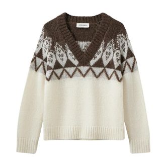 Sofie Schnoor Allegrasw Jersey de punto con cuello en V - Knitwear - Mujer - Blanco - XL