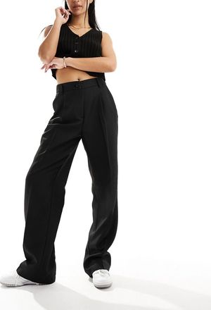 Noisy May high rise wide leg tailored pants in black