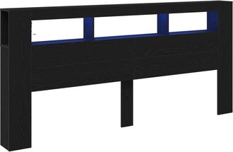 vidaXL Led Headboard Black oak 220 x 18.5 x 103.5 cm Engineered wood Vidaxl