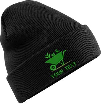 Generic Personalised Embroidered Your Text Gardener Service BC045 Beanie, Farmer Logo Work Wear Unisex Hat (Black)