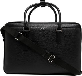 Smythson leather logo-stamp holdall - unisex - Leather - One Size - Black