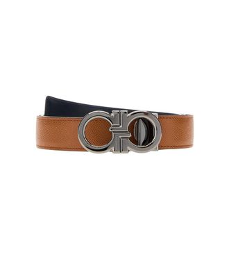 Ferragamo Brown Black Solid Reversible Belt
