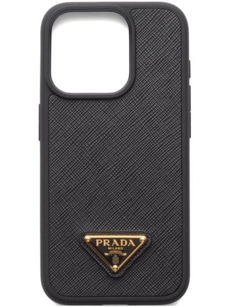 Prada iPhone 15 Pro hoesje met logo - Zwart