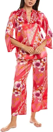 Natori 2Pc Magnolia Printed Satin Pajama Set