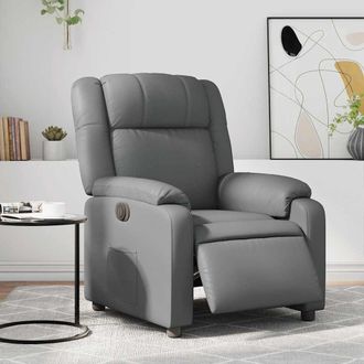 vidaXL Sill&oacute;n Reclinable El&eacute;ctrico De Cuero Sint&eacute;tico Gris Vidaxl