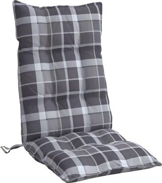 vidaXL Cojines Para Silla Respaldo Alto 4 Uds Tela Oxford Cuadros Gris Vidaxl