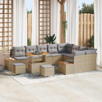 vidaXL Vidaxl - Conjunto De Sof&aacute; De Jard&iacute;n Con Coj&iacute;n 12 Pcs Beige Polirat&aacute;n