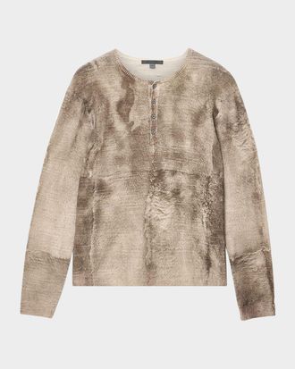 John Varvatos Mens Ferno Fleece Henley Sweater