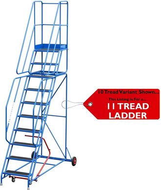 Loops 11 Tread Mobile Warehouse Stairs Anti Slip Steps 3.75m Portable Safety Ladder