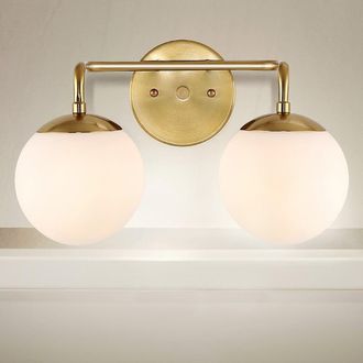 Jonathan Y Designs Louis Parisian Globe 15 2-Light Metal/Frosted Glass Modern Contemporary LED Vanity