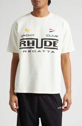 Rhude Regatta Club Graphic T-Shirt in Vintage White/Black/Green at Nordstrom, Size X-Large