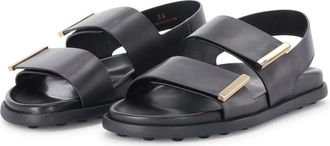 Tod's Schoenen, Dames, Zwart, 36 EU, Leer, Leren sandalen met dubbele banden