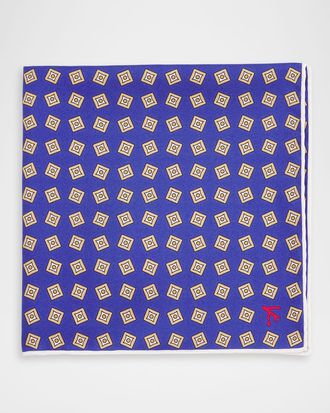 Isaia Men & apos;s Geometric Silk Pocket Square