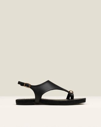 Gaimo Espadrilles Womens Brise Metallic Toe Ring Sandal In Black