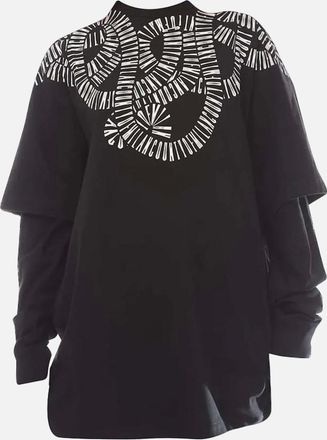 Marcelo Burlon Mens Snake Wings Double Sleeve T-Shirt - Black/Multi - Size: 38