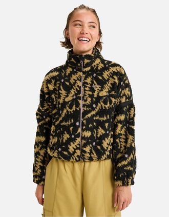 Roxy Womens Roxy Womens Boundless Spirit Sherpa Full Zip Fleece - Anthracite Flowers - Size: 18/16