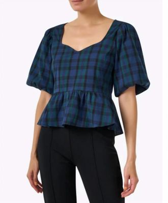 Sail to Sable Blackwatch Peplum Top In Navy