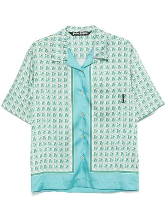 Palm Angels monogram-print shirt - men - Polyester - 50 - Green
