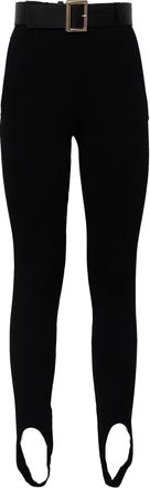 Self Portrait Black Belted High Waistband Knit Leggings