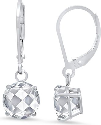 MAX + STONE Solid 10K Yellow or White Gold 8mm Gemstone Dangle Earrings