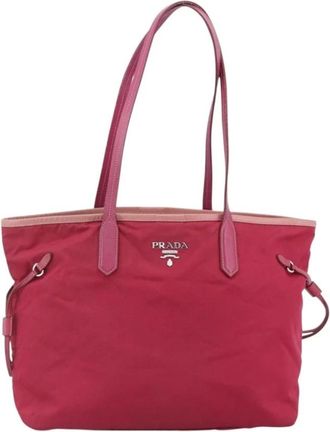 Prada Pre-owned Tote Bags, female, Pink, Size: ONE SIZE Pre-owned Vintage Nylon Tote Bag