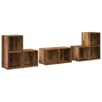 Berkfield Home TV Cabinet Set with Shelf with Storage 6 pcs Old Wood Engineered Wood in Brown