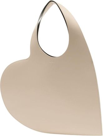Coperni Womens Heart-Shaped Calfskin Shoulder Bag Beige
