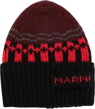 Marni Accessoires, Dames, Veelkleurig, L, Wol, Jacquard Muts