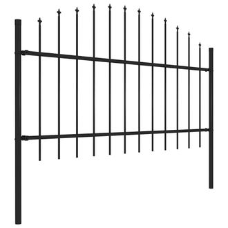 Berkfield Home Durable Garden Fence with Spear Top Steel (1-1.25)x11.9 m Black