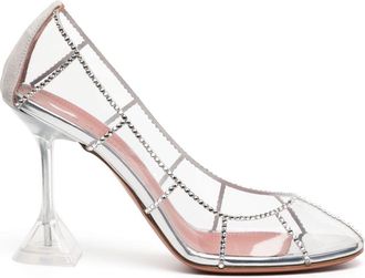 Amina Muaddi Kitty crystal-embellished pumps - women - Other Materials/Other Materials/Other Materials - 37.5 - Silver