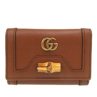 Gucci Pre-owned Gucci Grained Calfskin Diana Bamboo Compact Wallet Ladies 621R154QIH94ZFC4