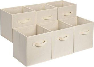 OEM Caja De Almacenamiento Plegable Para Ropa, Caja De Almacenamiento De Tela Plegable, Resistente, Color Beige, 33,02 X 33,02 Cm, Juego De 6