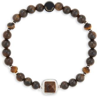 Caputo & Co. Stone Beaded Stretch Bracelet in Yellow Tiger Eye at Nordstrom