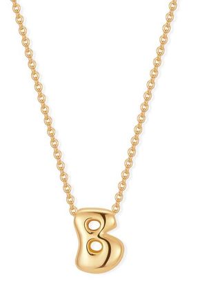 Brook & York Mini Pippa Bubble Initial Pendant Necklace in Gold B at Nordstrom