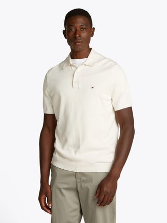 Tommy Hilfiger Poloshirt TOMMY HILFIGER ESSENTIAL COTTON KNITTED POLO, Herren, Gr. XXL, weiss (ivory petal), Strick, Obermaterial: 100% Baumwolle, Rippb&uuml;ndchen, Shir