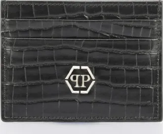 Philipp Plein Portacarte in pelle di vitello con stampa cocco e logo Hexagon