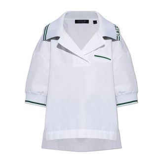 Lacoste Polo Shirts, female, White, Size: XS Runway Logo Collar Oversized Popover Shirt