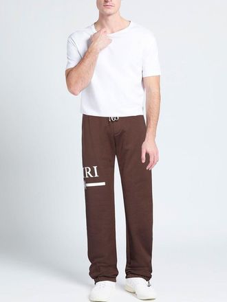 Amiri Mens MA Bar Logo Printed Joggers in Brown Cotton - Size Medium