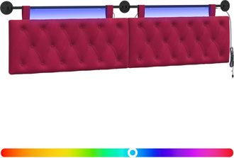 vidaXL Cabecero Colgante Con Luz Led Rojo Vino Terciopelo Vidaxl